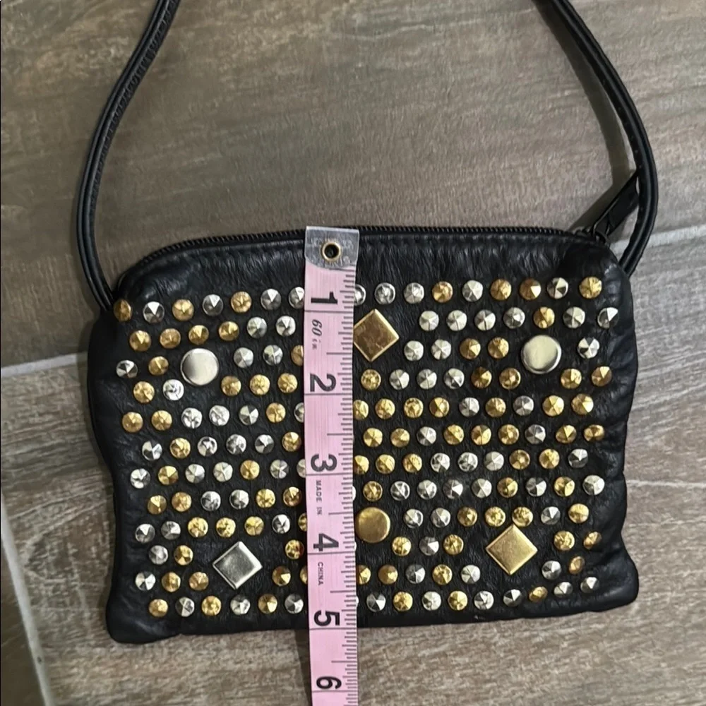 Vintage Rare Atalla Black and Gold Studded crossbody with Edgy Design